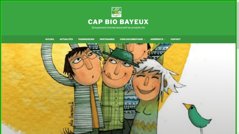 Page d'accueil du site de Cap Bio Bayeux, présentant les produits bio locaux.