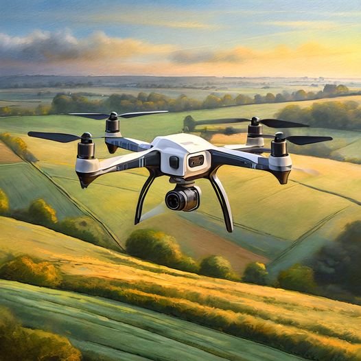 Drone survolant le bocage normand.