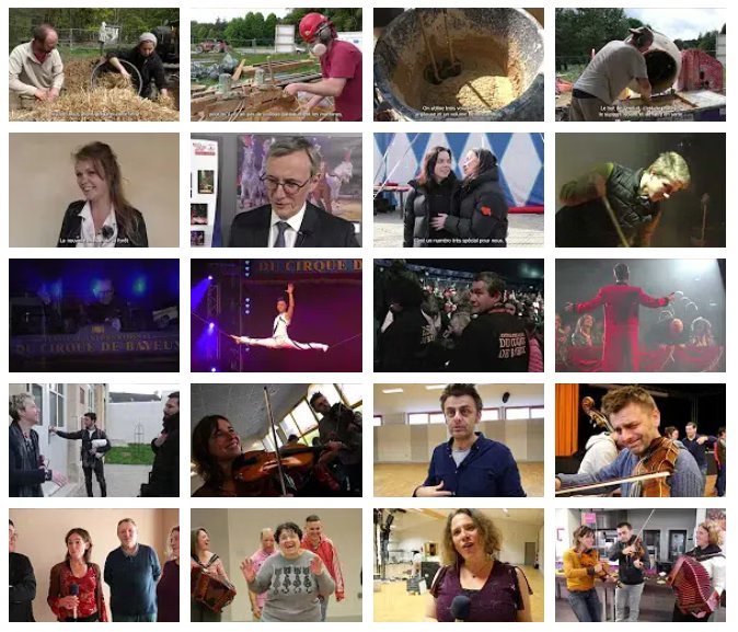 Mosaïque de vignettes des vidéos couvrant l'ensemble des projets du vidéaste